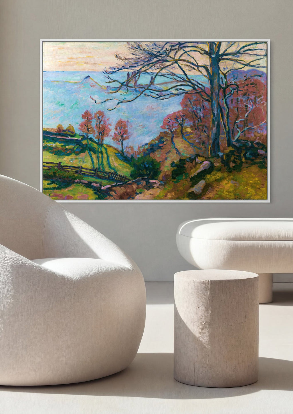 Quadro Decorativo Paisagem Costeira - Guillaumin em ambiente decorado