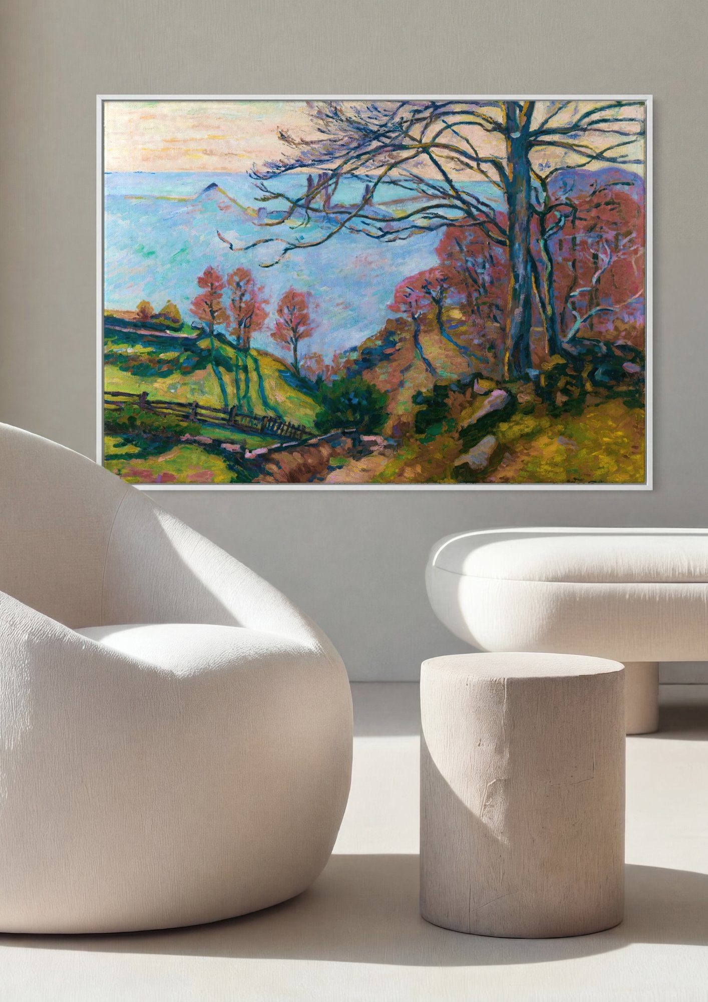 Quadro Decorativo Paisagem Costeira - Guillaumin em ambiente decorado