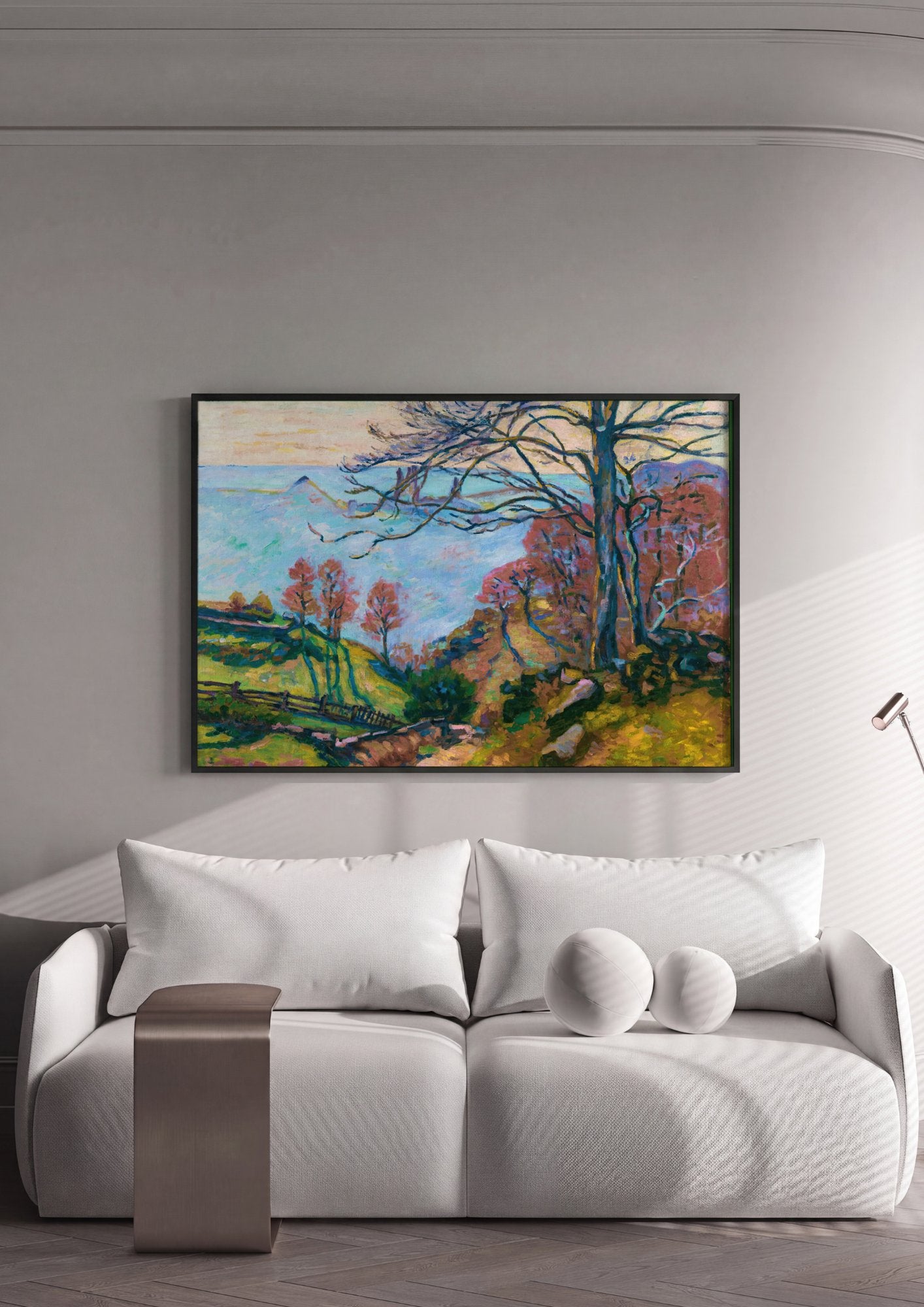Quadro Decorativo Paisagem Costeira - Guillaumin em ambiente decorado