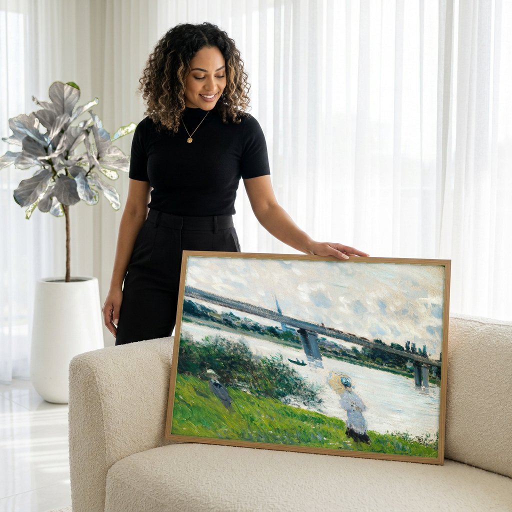 Quadro Decorativo A Ponte de Argenteuil - Claude Monet com modelo em ambiente