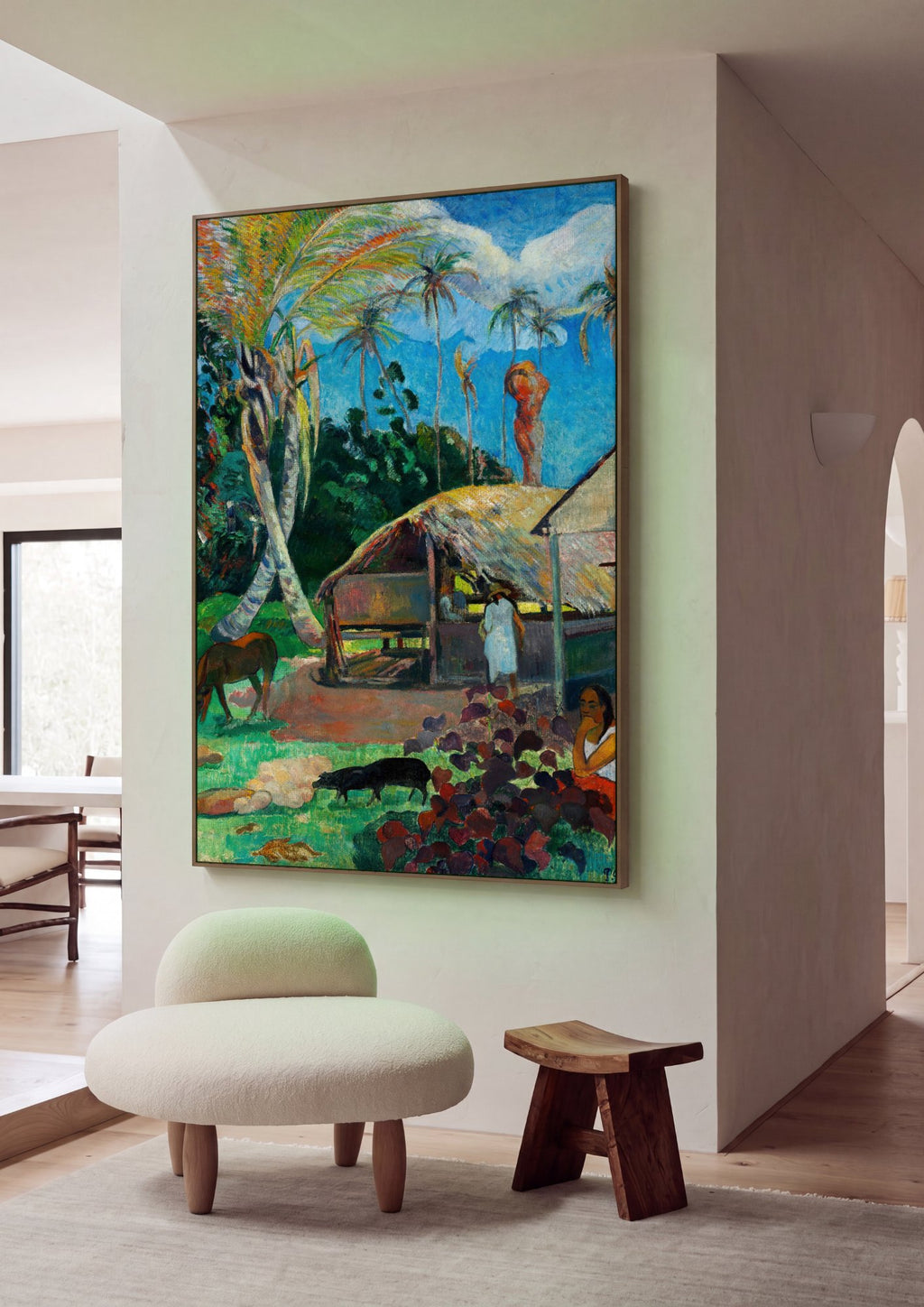 Quadro Decorativo Cena Tahitiana - Gauguin em ambiente decorado