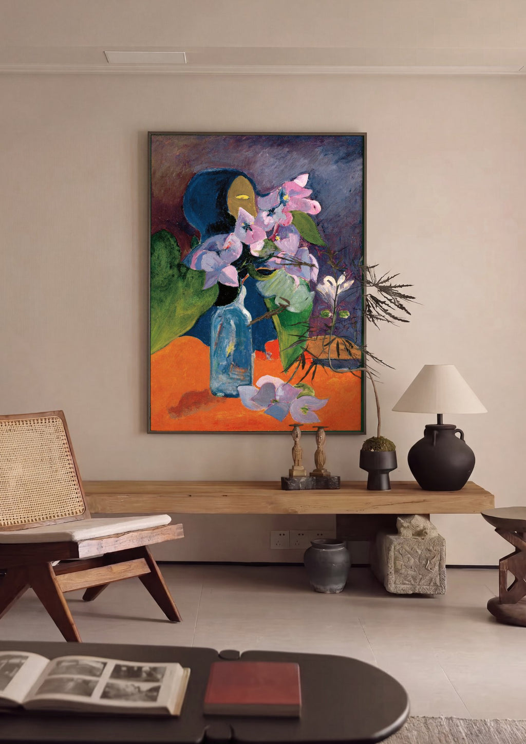 Quadro Decorativo Flores e Vaso - Gauguin em ambiente decorado