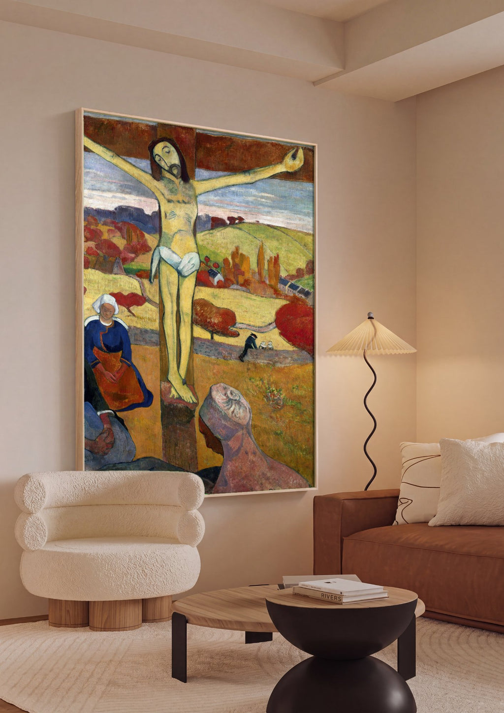 Quadro Decorativo Cristo Amarelo - Gauguin em ambiente decorado