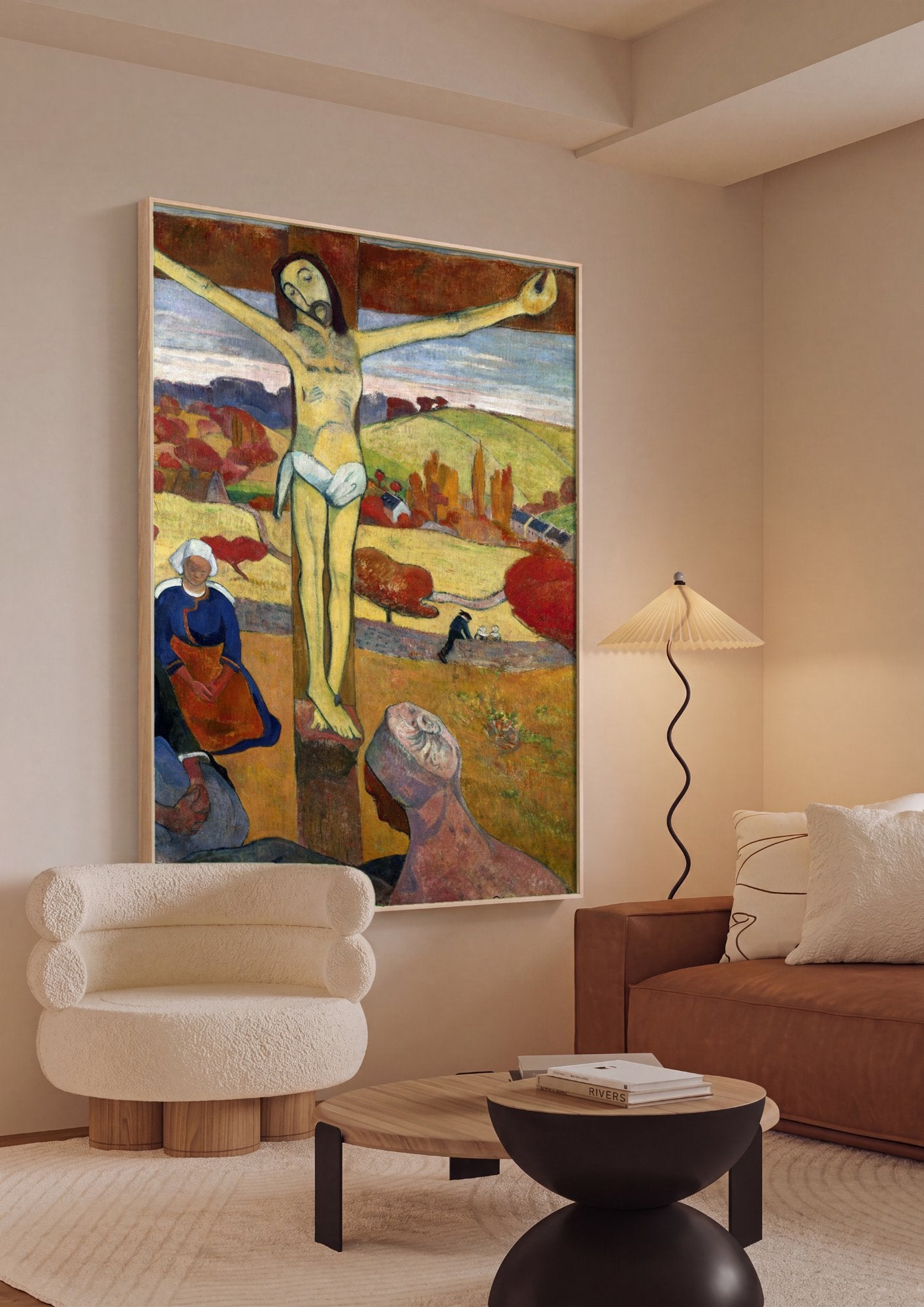 Quadro Decorativo Cristo Amarelo - Gauguin em ambiente decorado