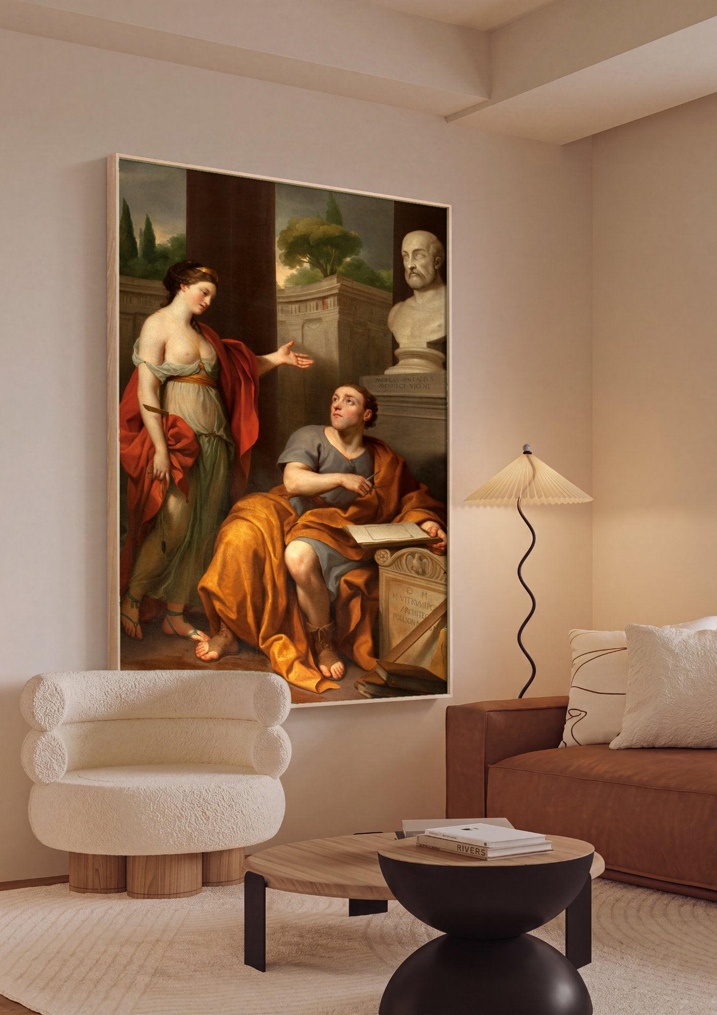 Quadro Decorativo Apolo e Musa da Arquitetura - Mengs em ambiente decorado