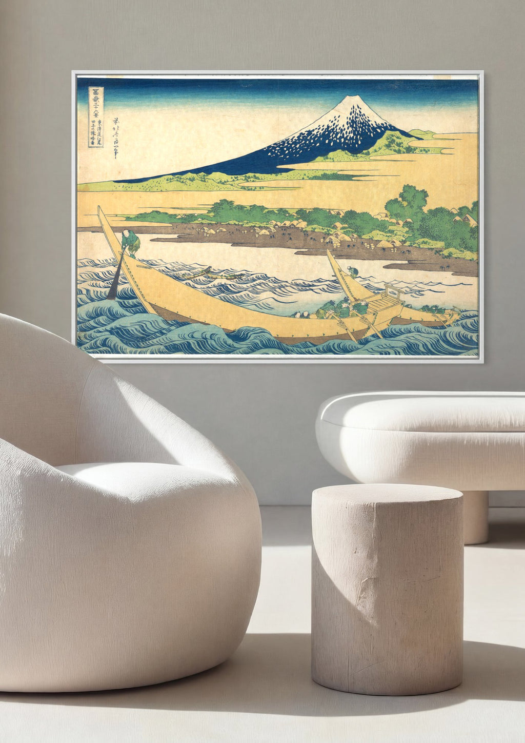 Quadro Decorativo A Passagem do Rio Fuji - Hokusai em ambiente decorado