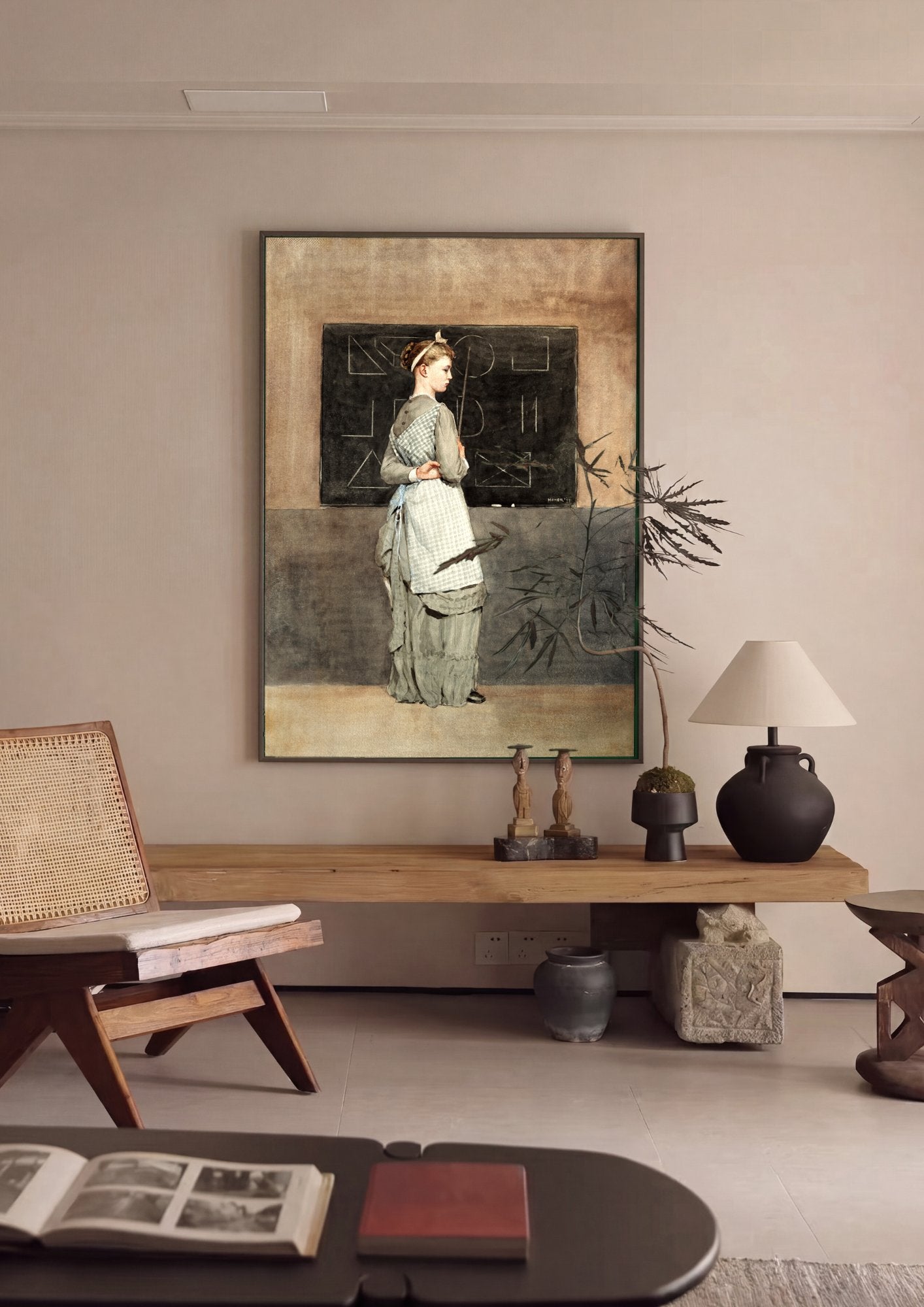 Quadro Decorativo A Luz da Sala de Aula - Winslow Homer em ambiente decorado