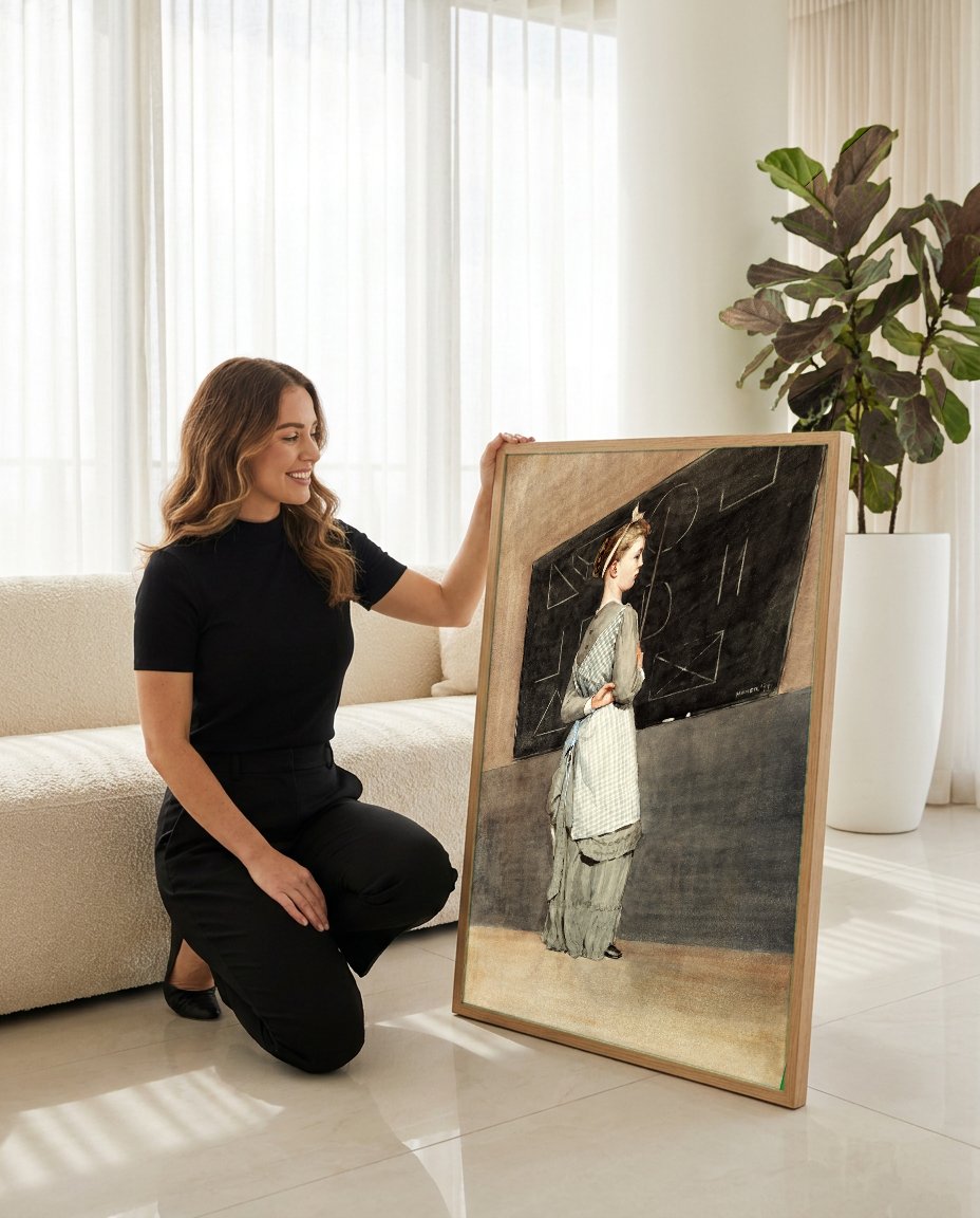 Quadro Decorativo A Luz da Sala de Aula - Winslow Homer com modelo em ambiente