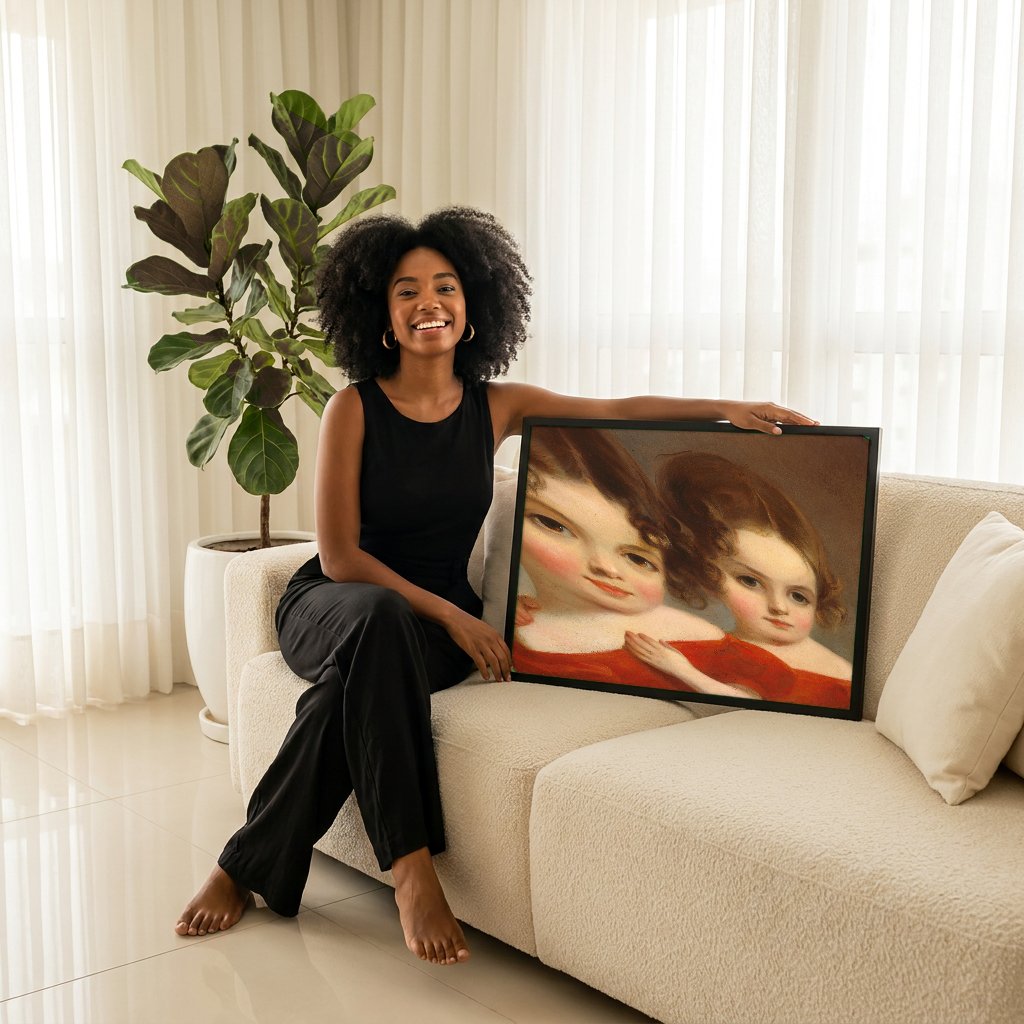 Quadro Decorativo 'As Meninas' - Thomas Sully com modelo em ambiente