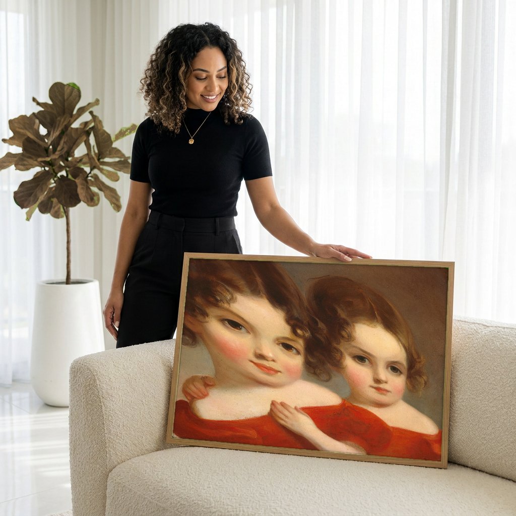 Quadro Decorativo 'As Meninas' - Thomas Sully com modelo em ambiente