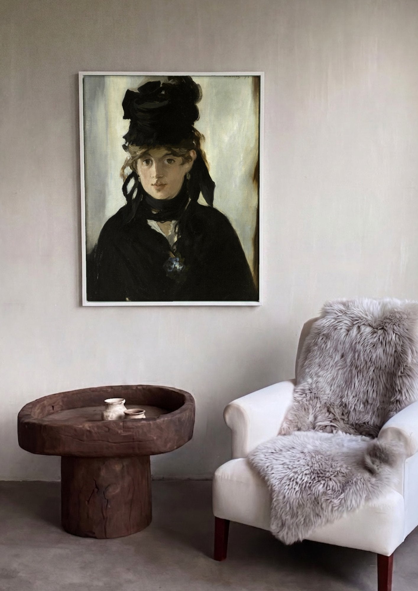 Quadro Decorativo Berthe Morisot com um véu - Edouard Manet em ambiente decorado