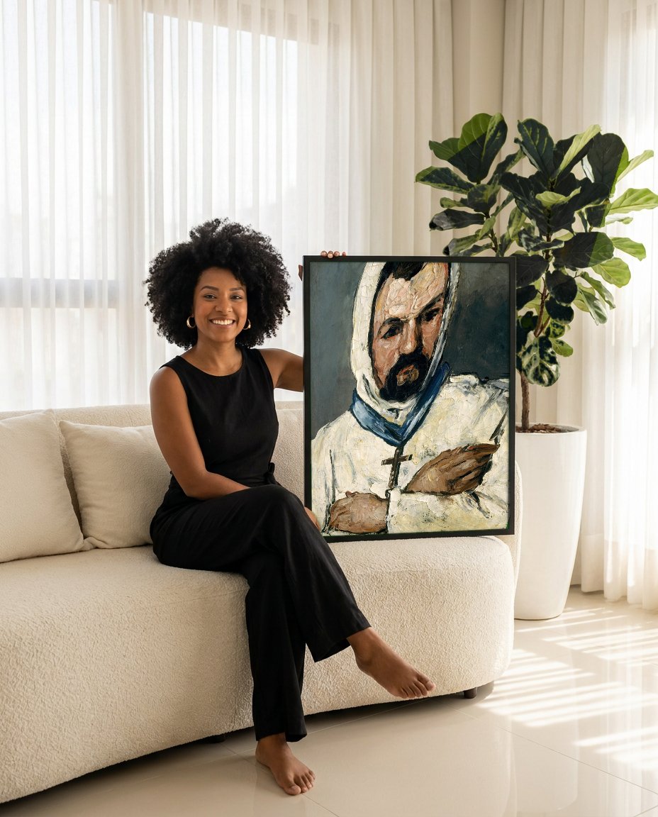 Quadro Decorativo O Monge (Retrato de um Frade) - Paul Cézanne com modelo em ambiente