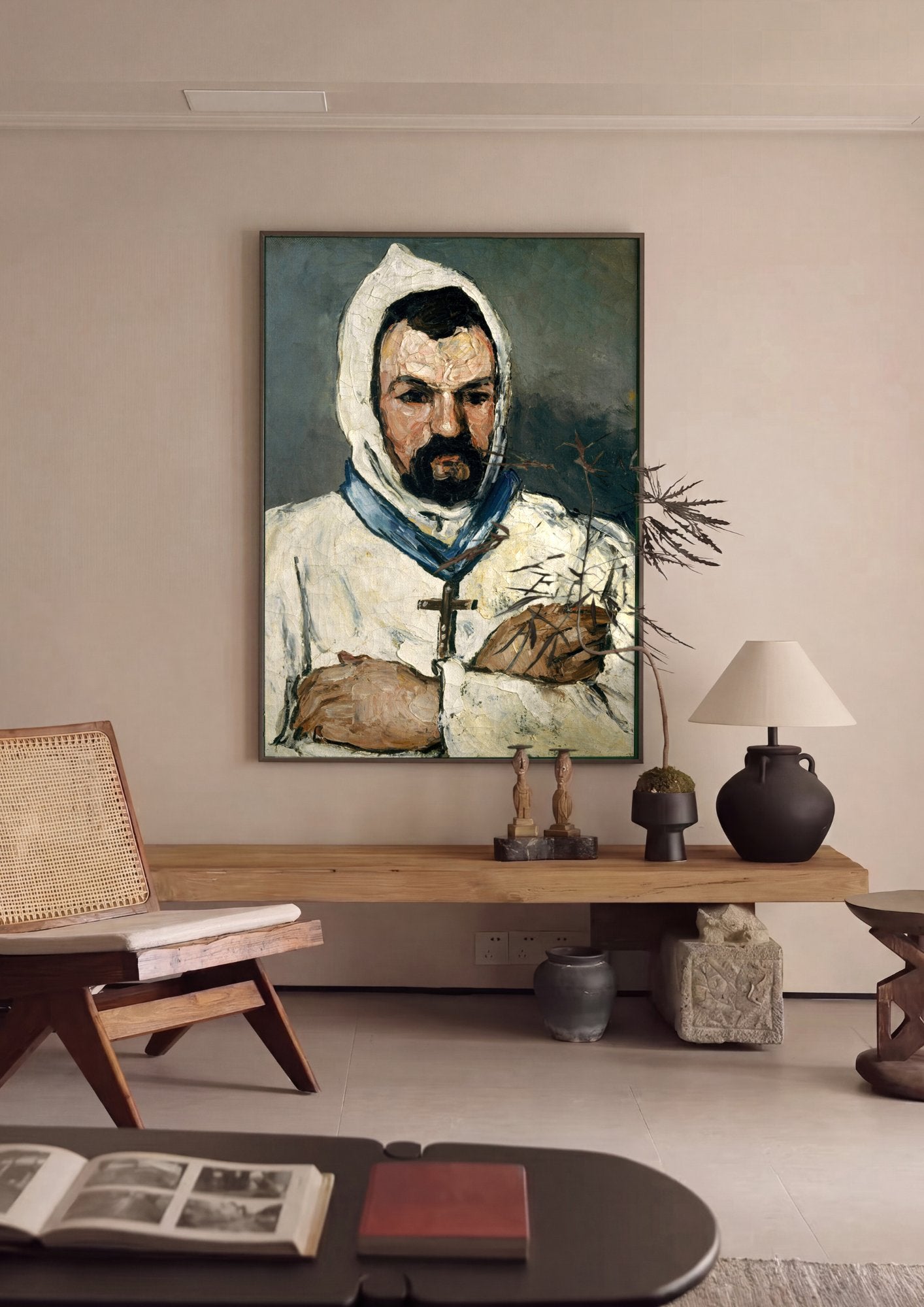 Quadro Decorativo O Monge (Retrato de um Frade) - Paul Cézanne em ambiente decorado