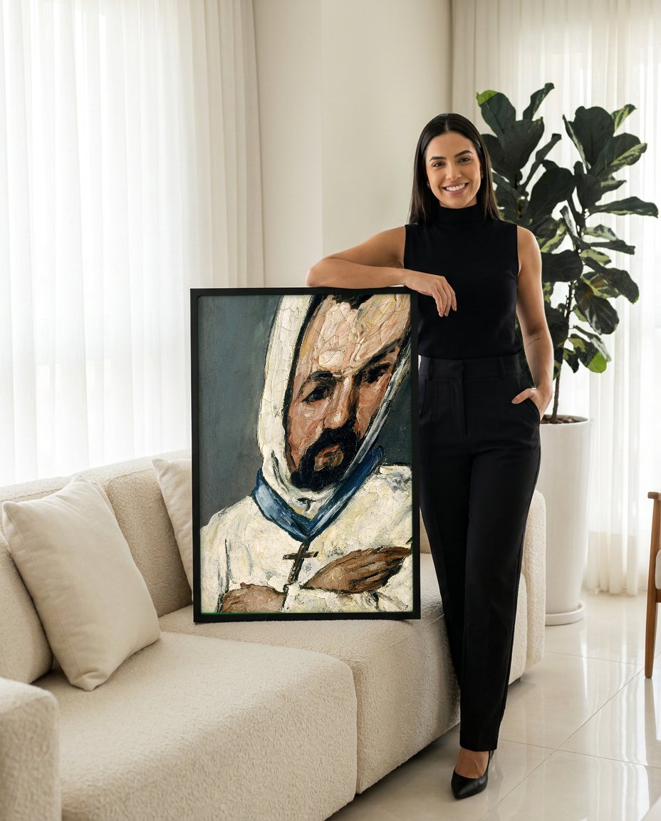 Quadro Decorativo O Monge (Retrato de um Frade) - Paul Cézanne com modelo em ambiente