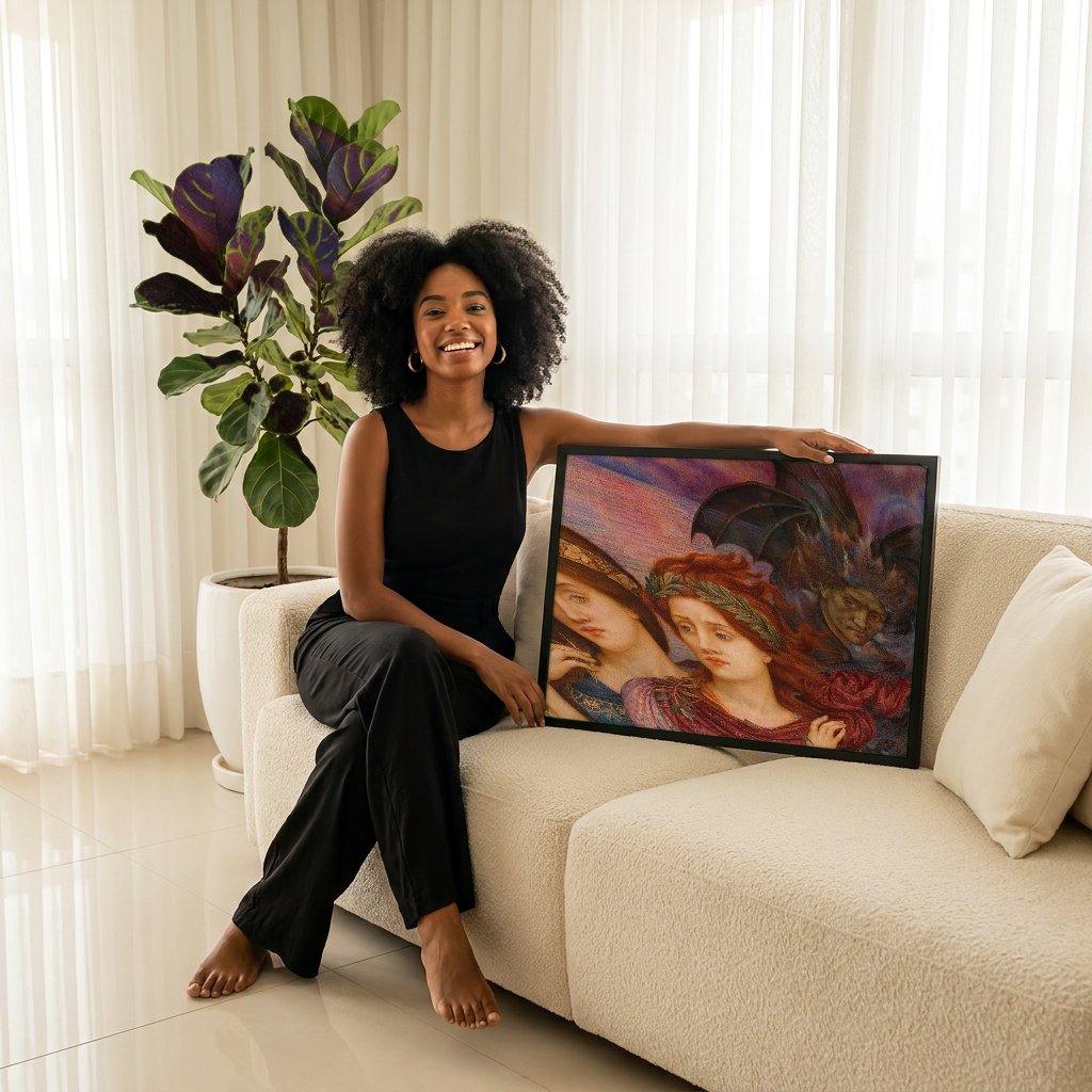 Quadro Decorativo 'The Cadence of Autumn' - E. De Morgan com modelo em ambiente