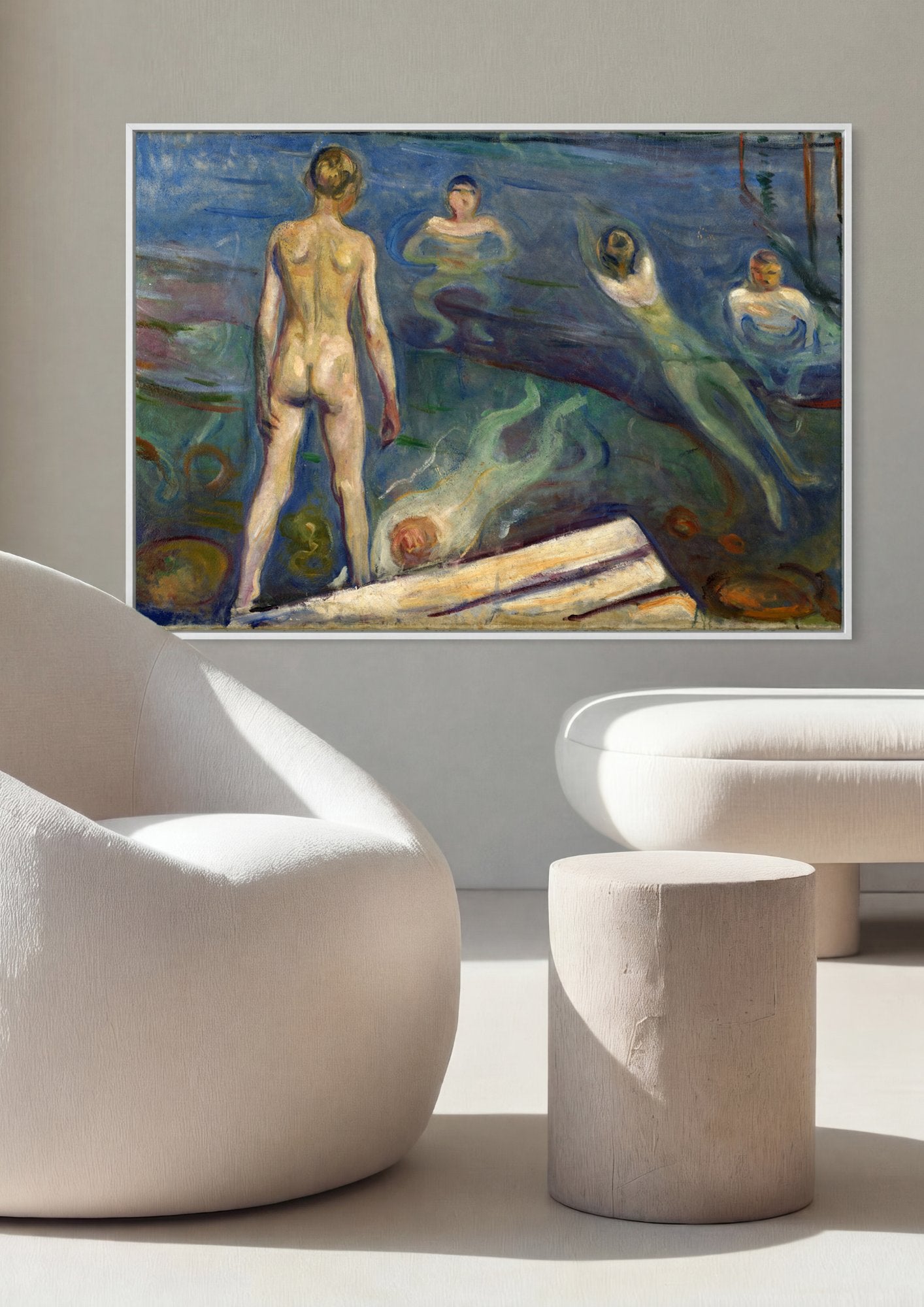 Quadro Decorativo Banho de Mulheres - Munch em ambiente decorado