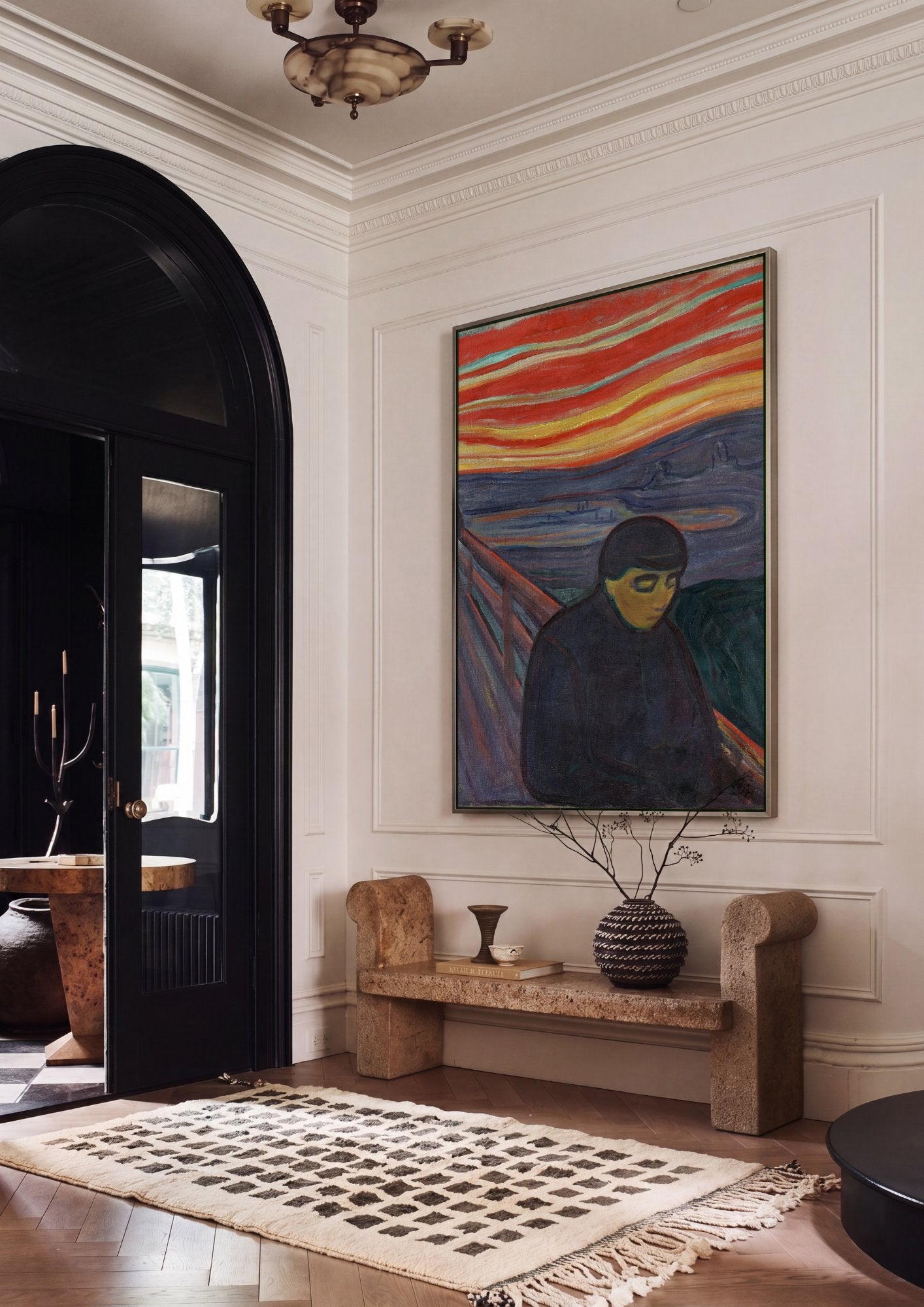 Quadro Decorativo Melancolia - Edvard Munch em ambiente decorado
