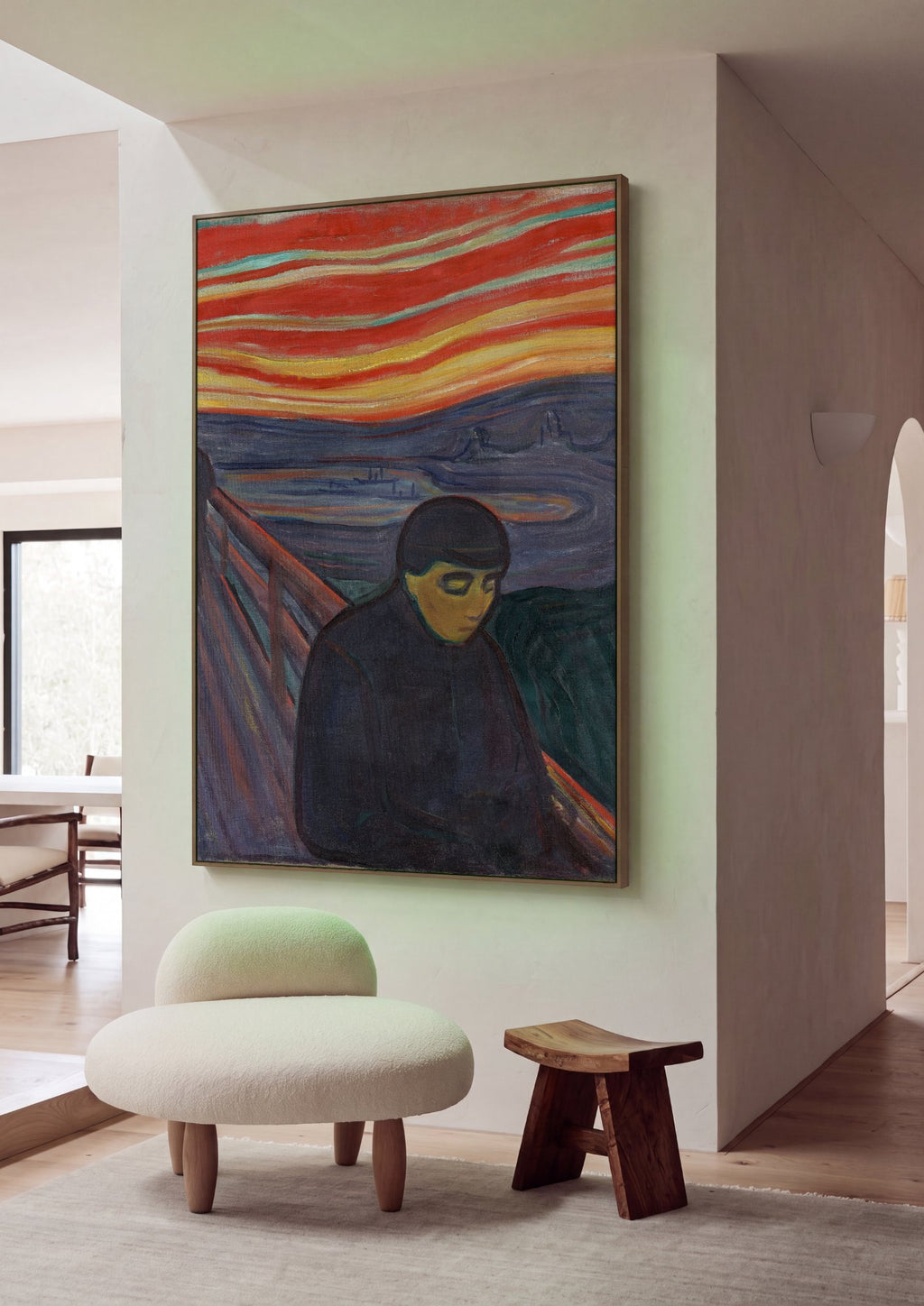 Quadro Decorativo Melancolia - Edvard Munch em ambiente decorado