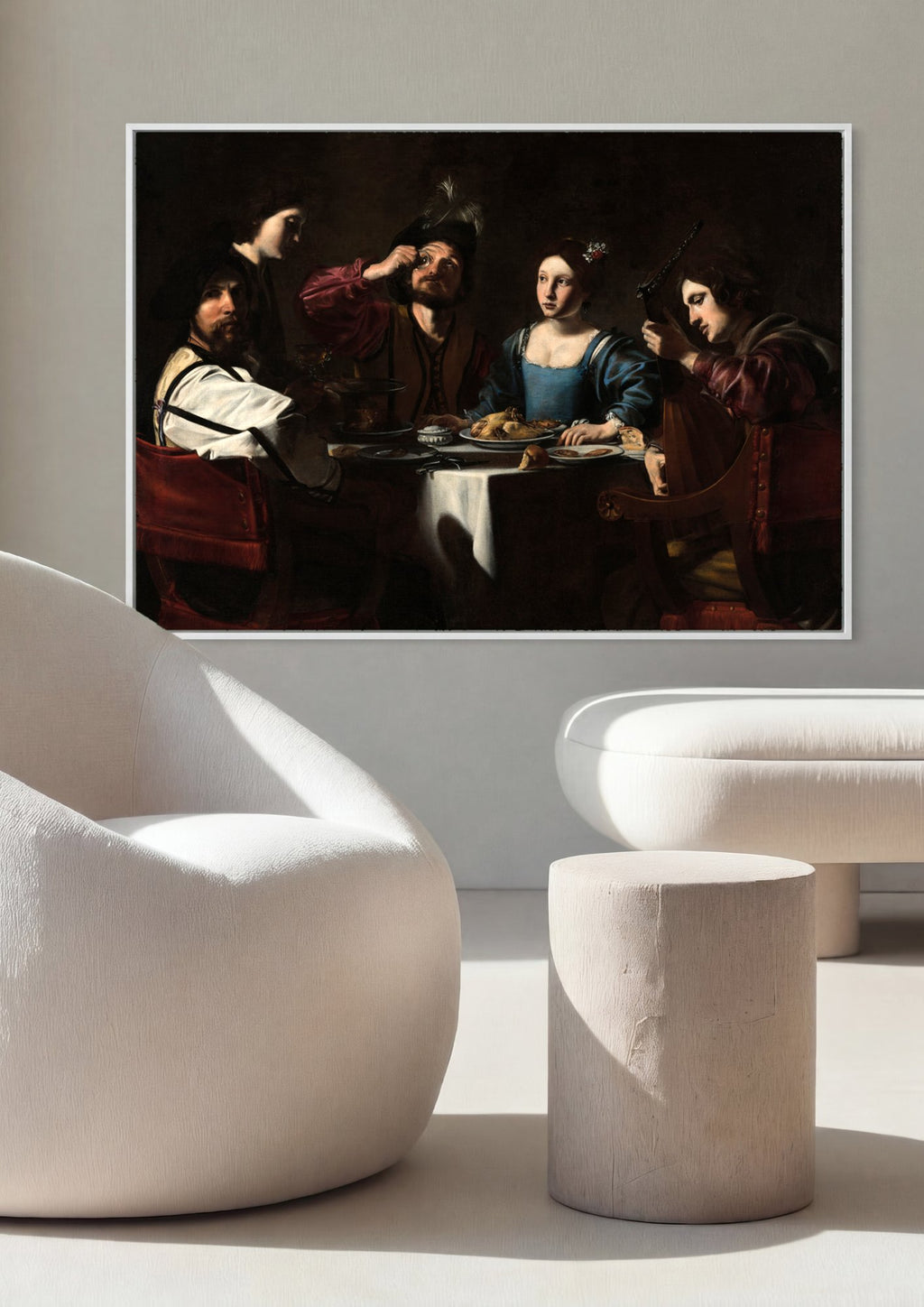 Quadro Decorativo A Ceia de Emaús (segunda versão) - Caravaggio em ambiente decorado