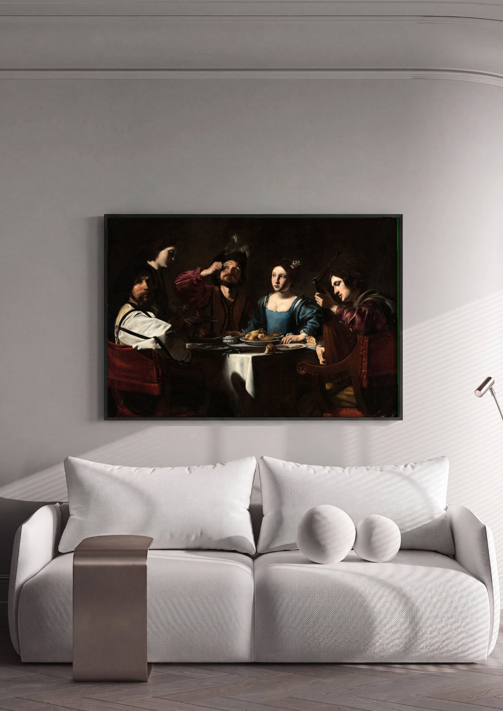 Quadro Decorativo A Ceia de Emaús (segunda versão) - Caravaggio em ambiente decorado