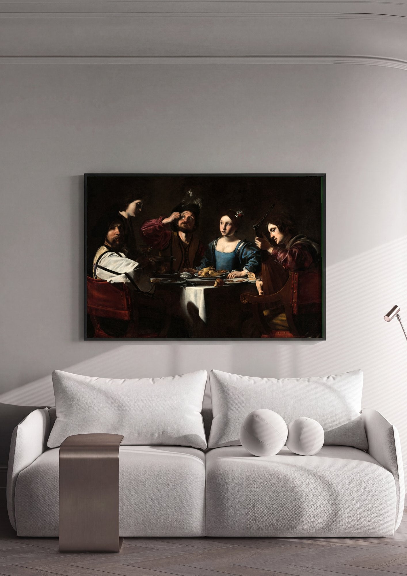 Quadro Decorativo A Ceia de Emaús (segunda versão) - Caravaggio em ambiente decorado