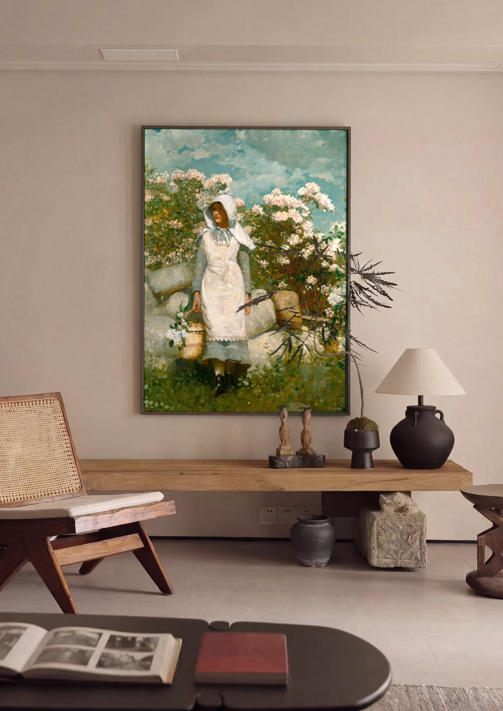 Quadro Decorativo 'Flower Garden and Bungalow' - Winslow Homer em ambiente decorado