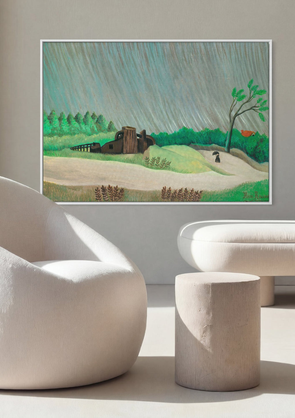 Quadro Decorativo A Carroça de Père Junier - Henri Rousseau em ambiente decorado