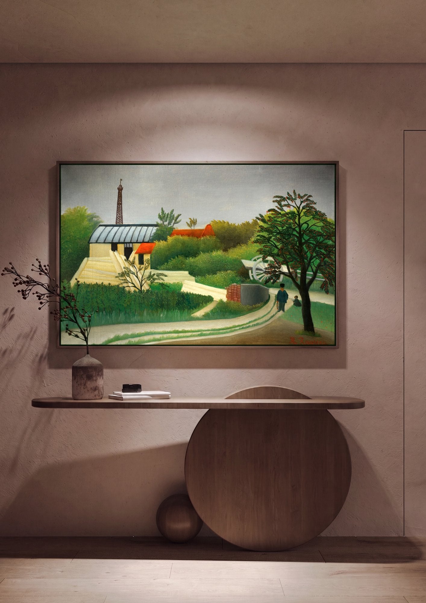 Quadro Decorativo A Carroça de Père Junier - Henri Rousseau em ambiente decorado