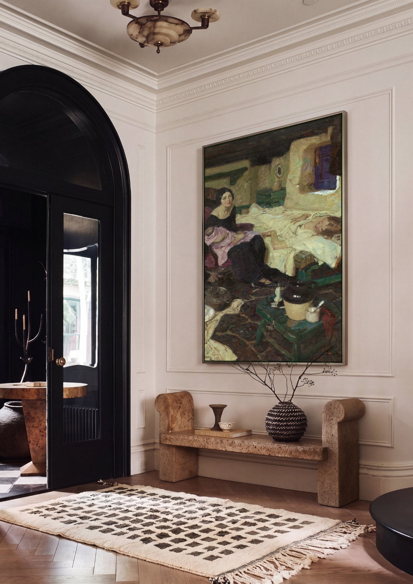 Quadro Decorativo Maternidade e Preocupação - Dean Cornwell em ambiente decorado