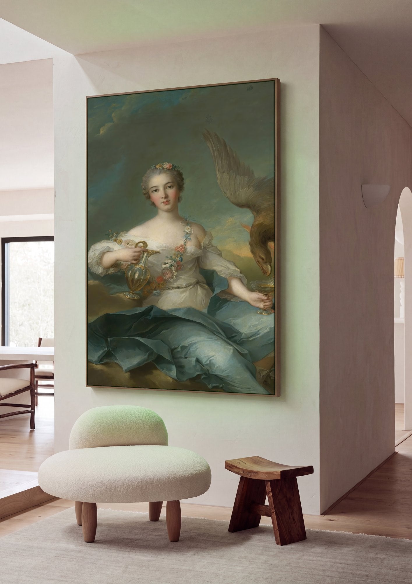 Quadro Decorativo Hebe e a Águia de Júpiter - Nattier em ambiente decorado