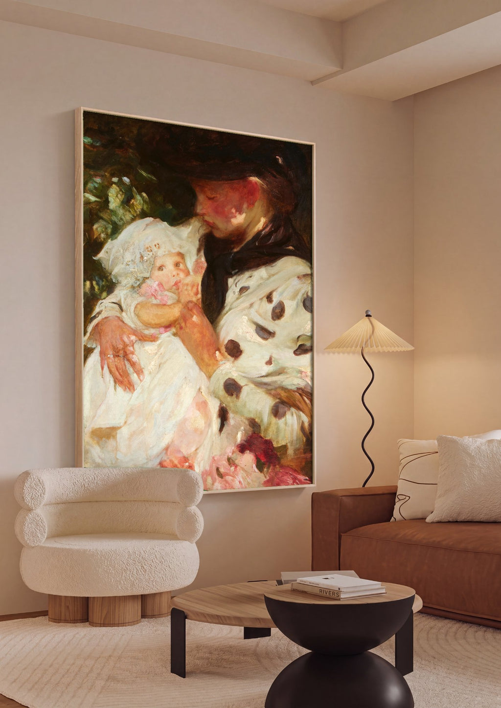 Quadro Decorativo Maternidade e Ternura - James Jebusa Shannon em ambiente decorado