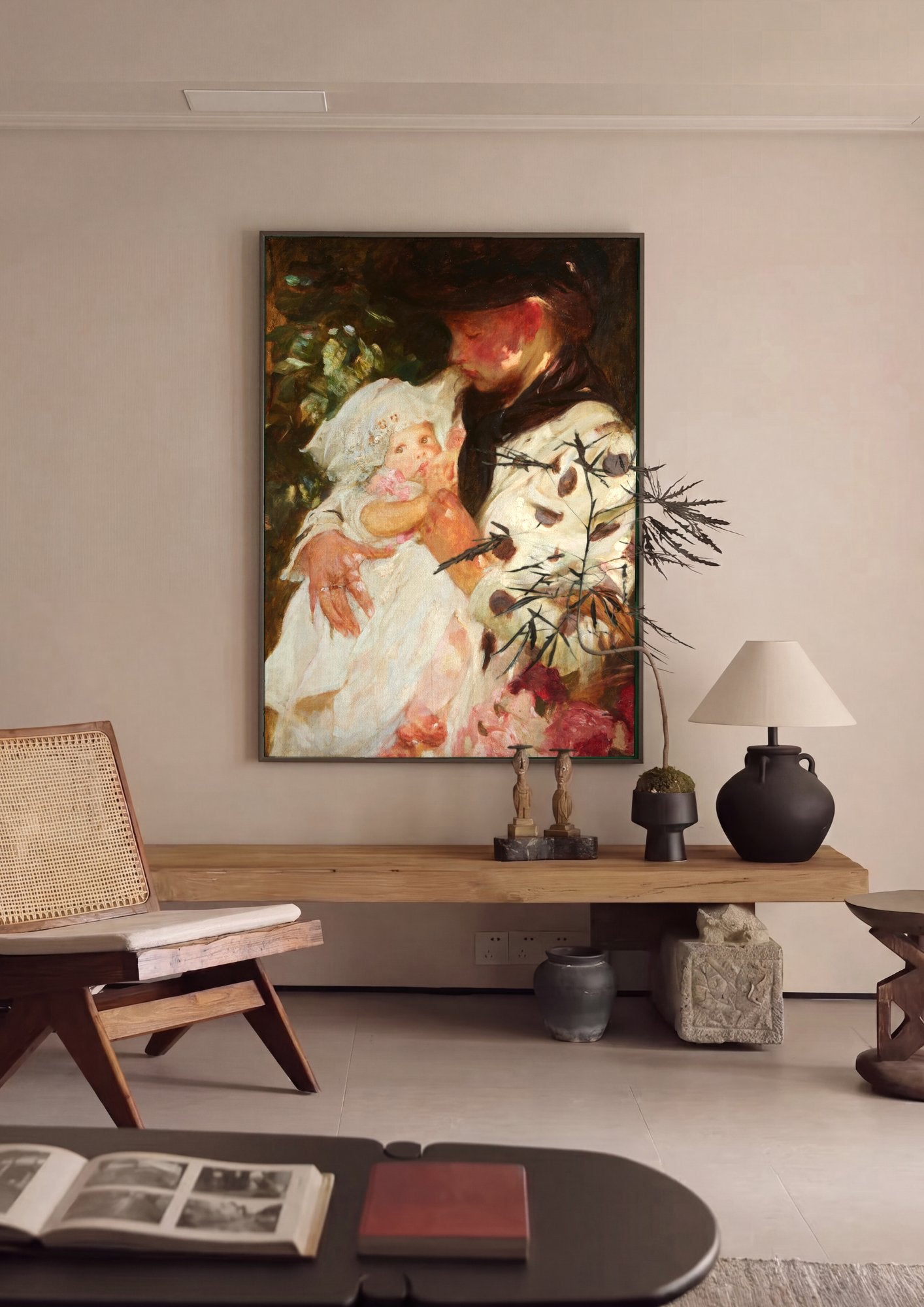 Quadro Decorativo Maternidade e Ternura - James Jebusa Shannon em ambiente decorado