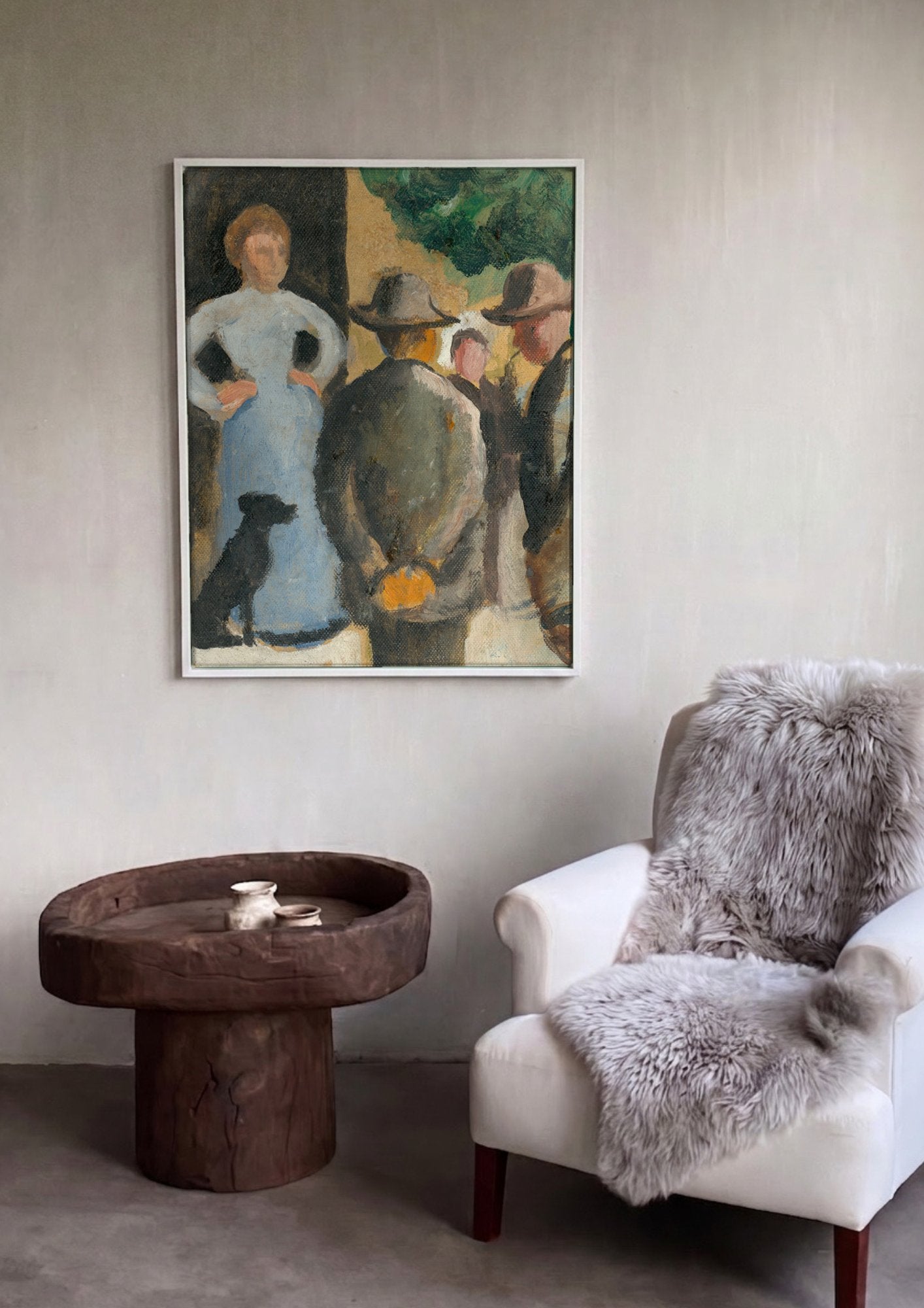 Quadro Decorativo Cena de Rua com Figuras - August Macke em ambiente decorado
