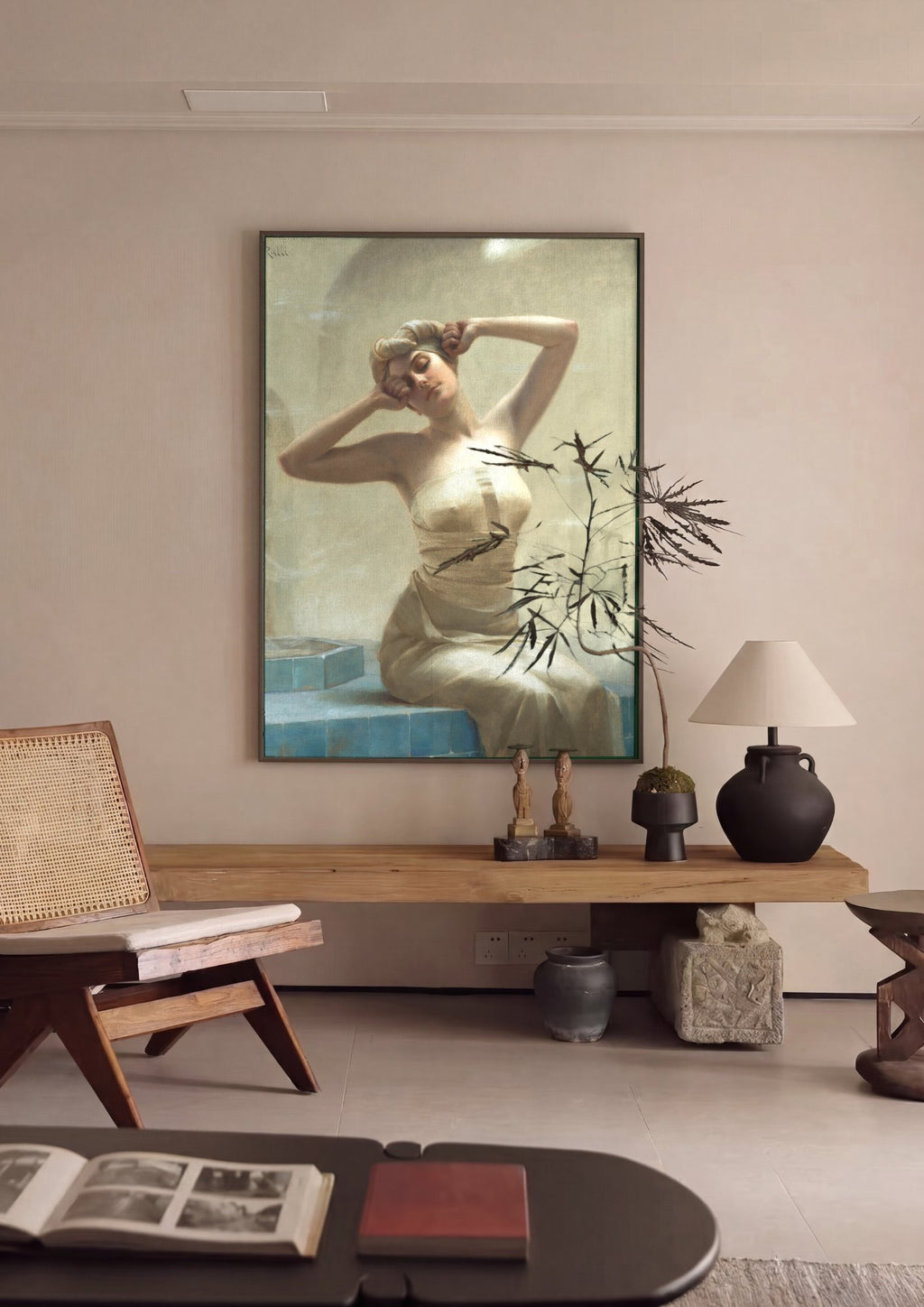 Quadro Decorativo A Mulher no Banho Turco - Theodoros Ralli em ambiente decorado