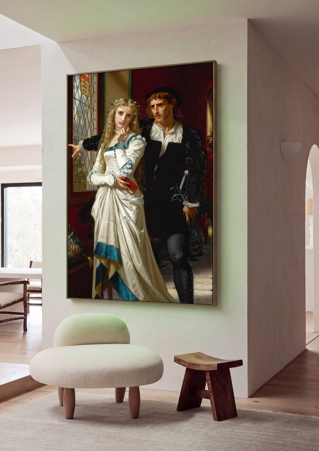Quadro Decorativo A Despedida de Mercúrio e Herse - Hugues Merle em ambiente decorado