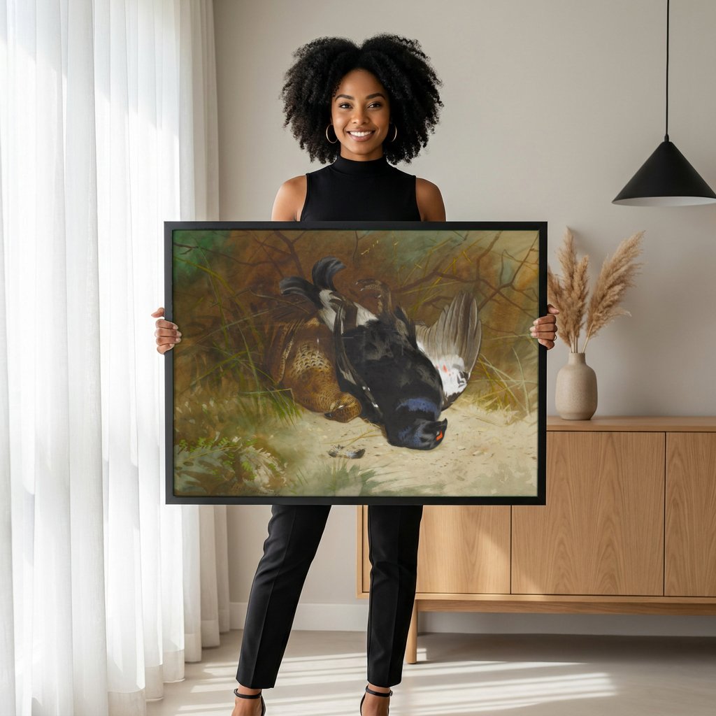 Quadro Decorativo Aves de Caça - Thorburn com modelo em ambiente