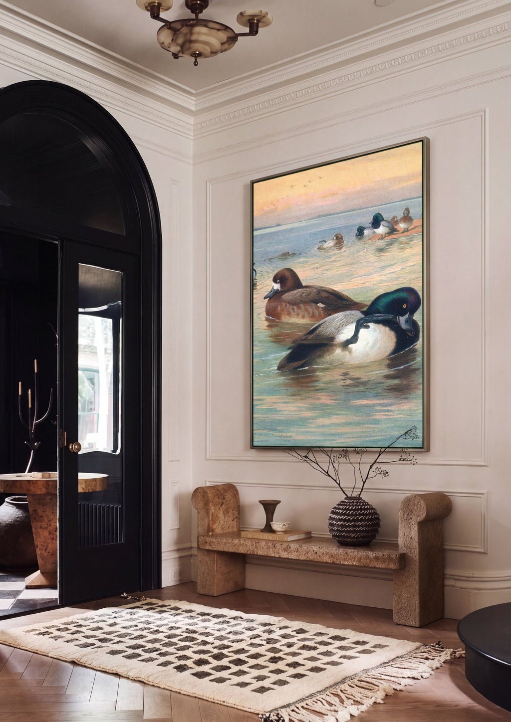 Quadro Decorativo Patos no Lago - Thorburn em ambiente decorado
