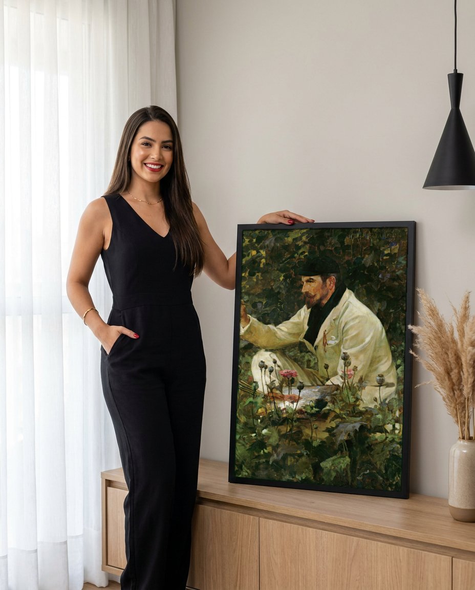 Quadro Decorativo O Pintor - James Jebusa Shannon com modelo em ambiente