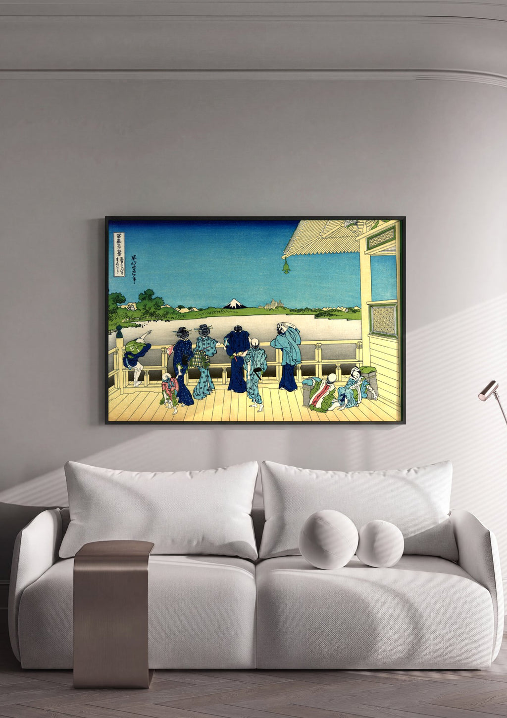 Quadro Decorativo A Ponte Sazanka - Hokusai em ambiente decorado