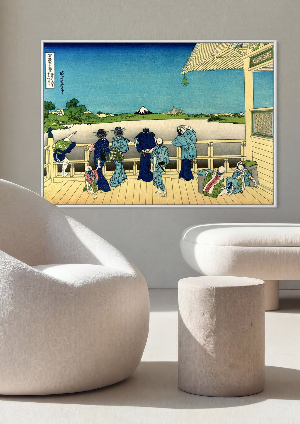 Quadro Decorativo A Ponte Sazanka - Hokusai em ambiente decorado