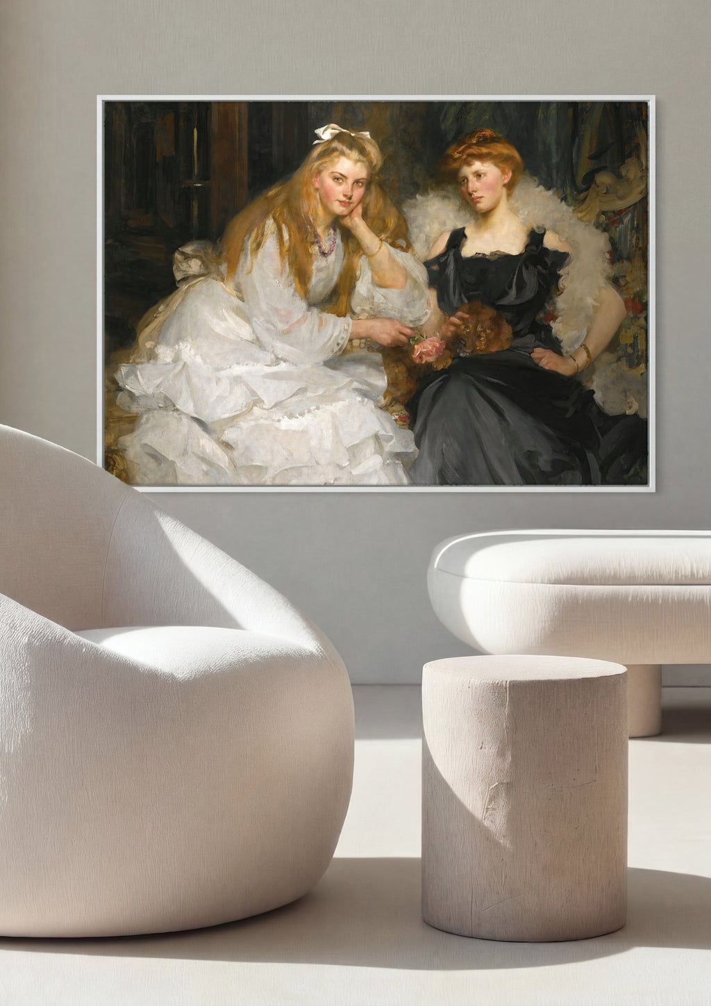 Quadro Decorativo 'As Irmãs' - James Jebusa Shannon em ambiente decorado