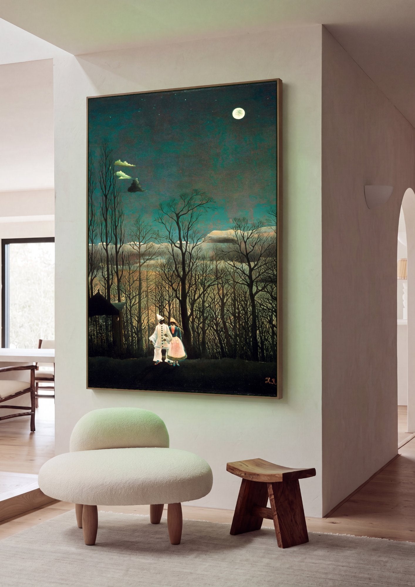 Quadro Decorativo Os Foliões - Henri Rousseau em ambiente decorado