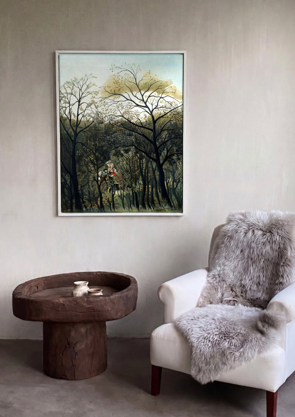 Quadro Decorativo Os Amantes - Henri Rousseau em ambiente decorado