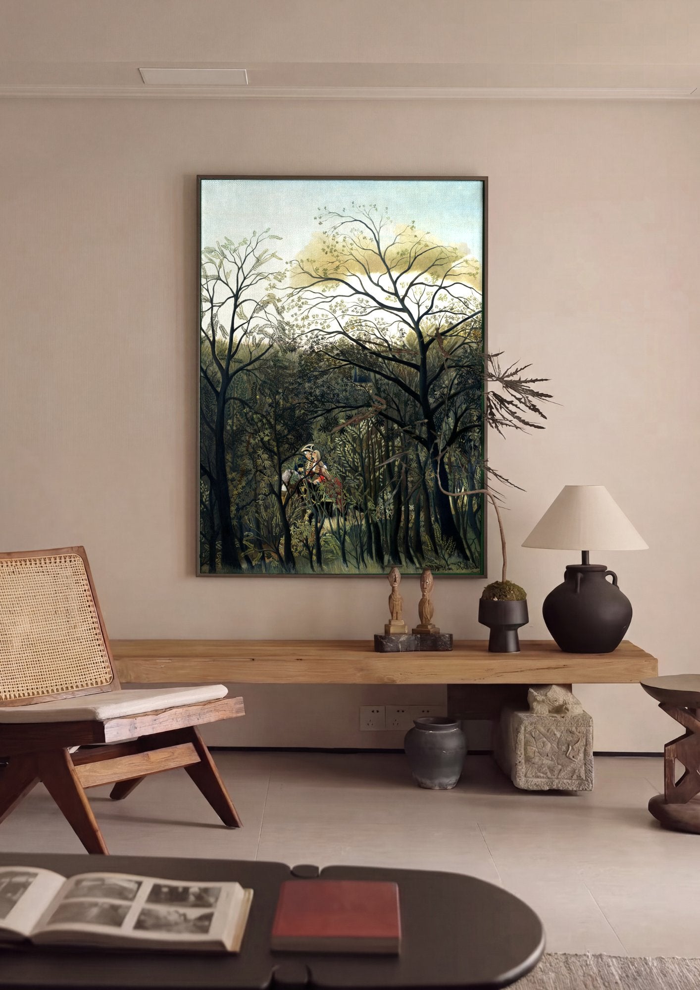 Quadro Decorativo Os Amantes - Henri Rousseau em ambiente decorado