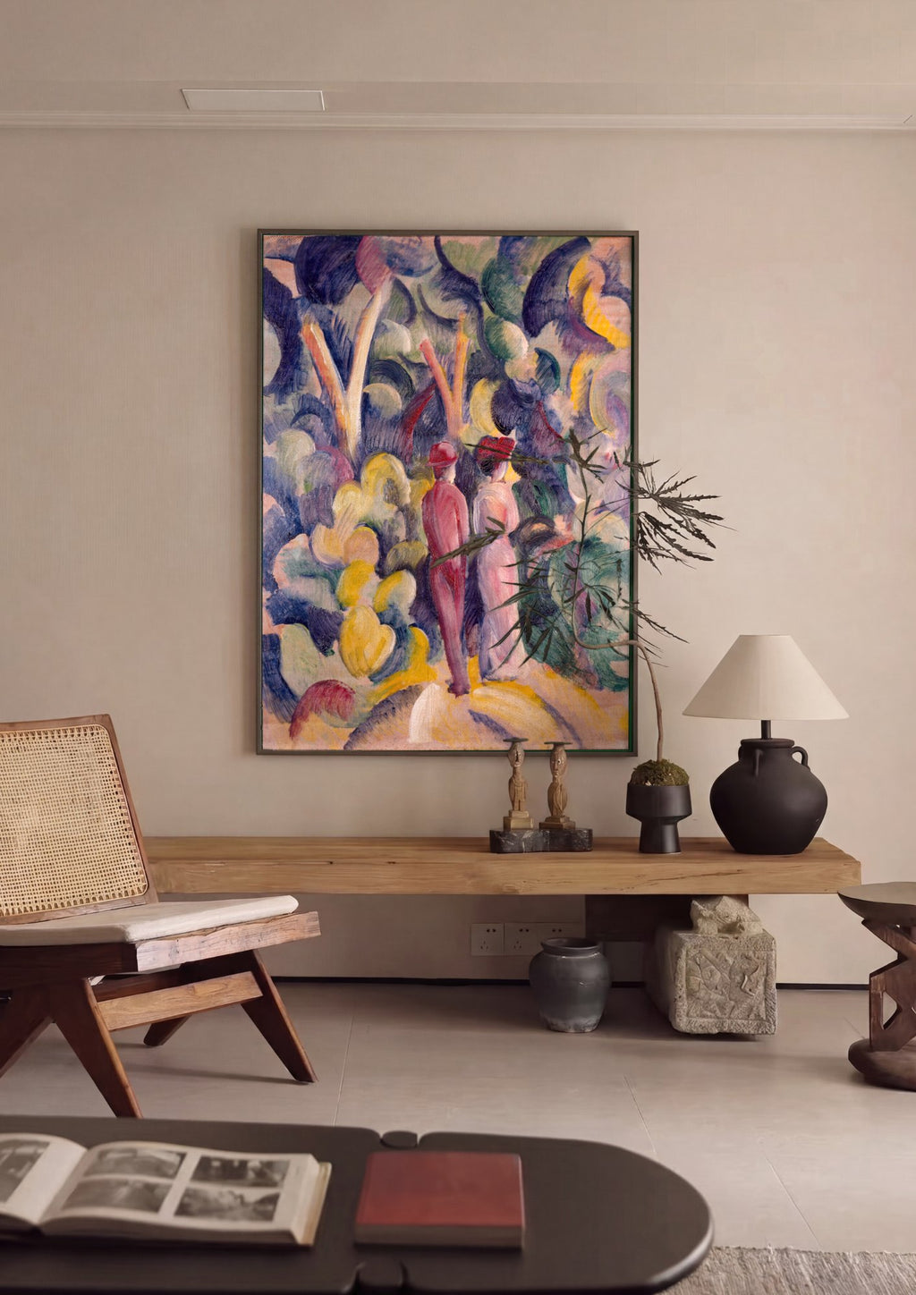 Quadro Decorativo Casal no Jardim - August Macke em ambiente decorado