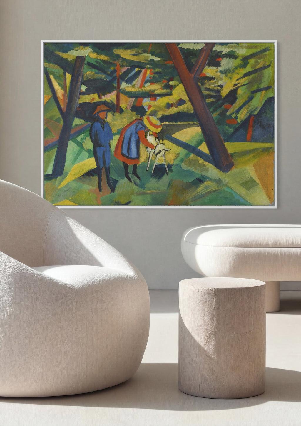 Quadro Decorativo Crianças e Bode - August Macke em ambiente decorado