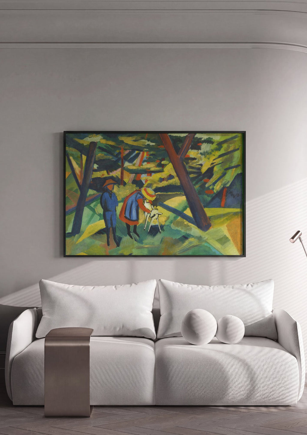 Quadro Decorativo Crianças e Bode - August Macke em ambiente decorado