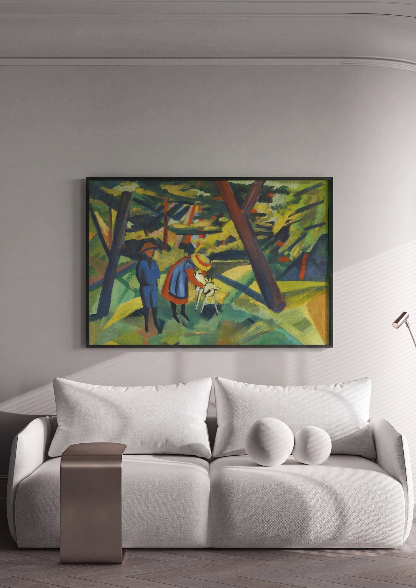 Quadro Decorativo Crianças e Bode - August Macke em ambiente decorado