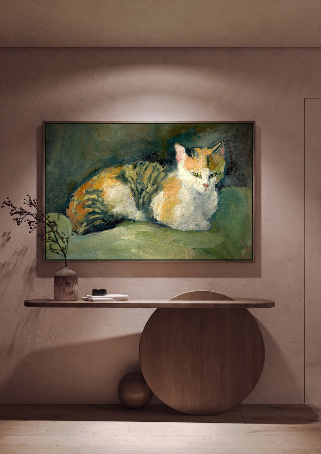 Quadro Decorativo Gato Adormecido - August Macke em ambiente decorado