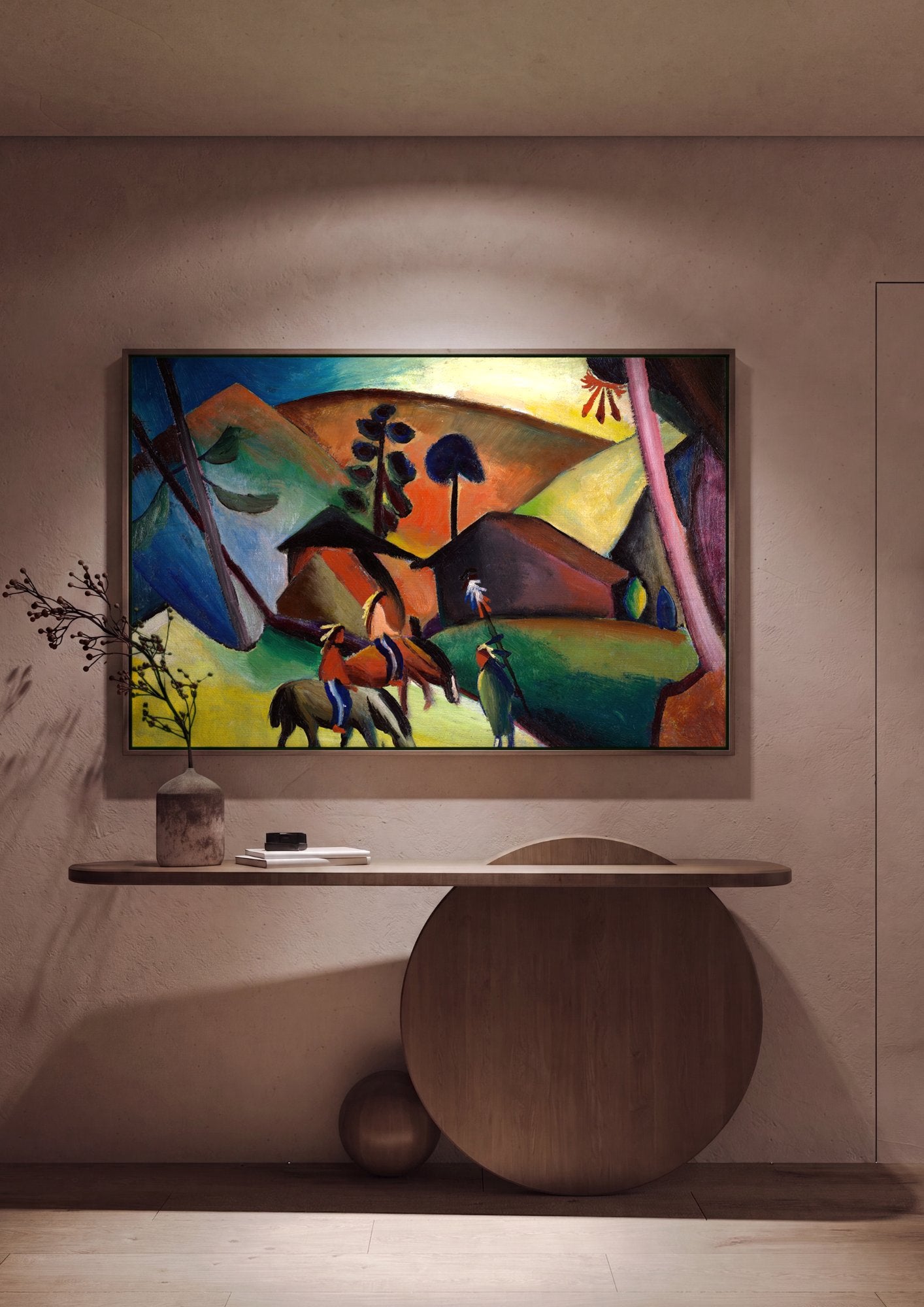 Quadro Decorativo Cenas Indígenas - August Macke em ambiente decorado